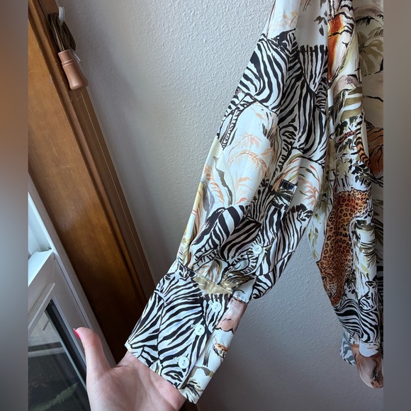 Zara Oversized Safari Print Button Up (Size:S) - Picture 7 of 14